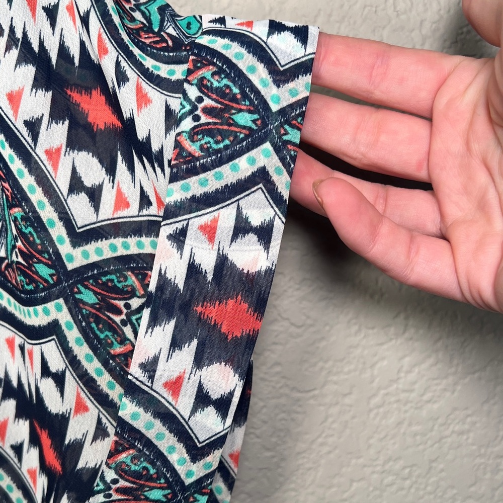 Francesca’s | Geometric Tribal Print Pattern Design Swim Cover Up Sheer - Picture 7 of 7